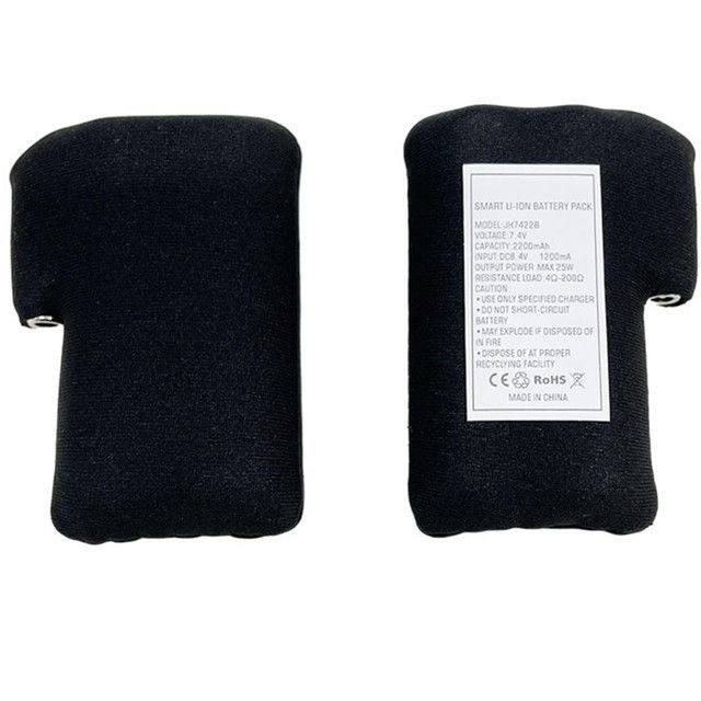 Mit schwarzem Stoff umwickelter 18650 Li-Ionen-Akku 2S1P 7,4 V 2000 mAh 2200 mAh 2600 mAh 3500 mAh Akku für beheizte Handschuhe