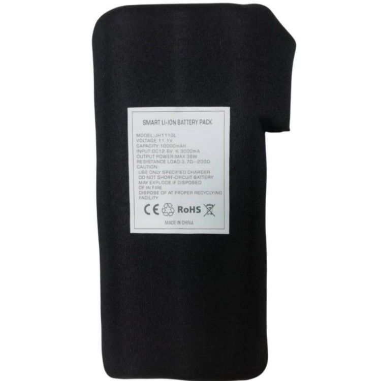 Kleidung 12V 10Ah Batterie 11,1V Schwarzes Tuch Gewickelt mit Gleichstrom-Ladestecker für Heizjacke