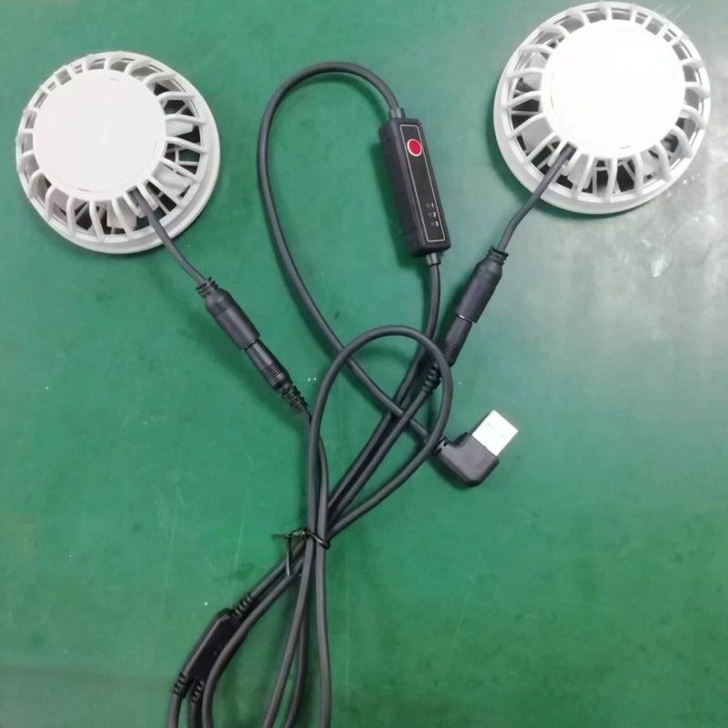 Leichte Sommerkühlhosen Ventilator Slim 25mm Zwei Ventilatoren mit USB-Switch-Kabel verbunden