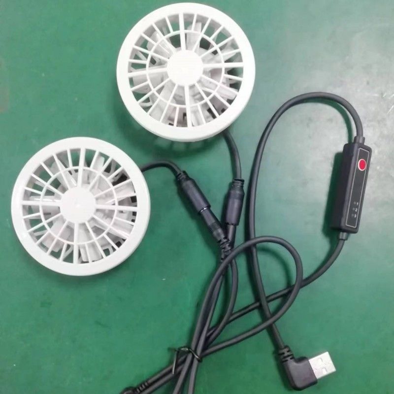 Leichte Sommerkühlhosen Ventilator Slim 25mm Zwei Ventilatoren mit USB-Switch-Kabel verbunden