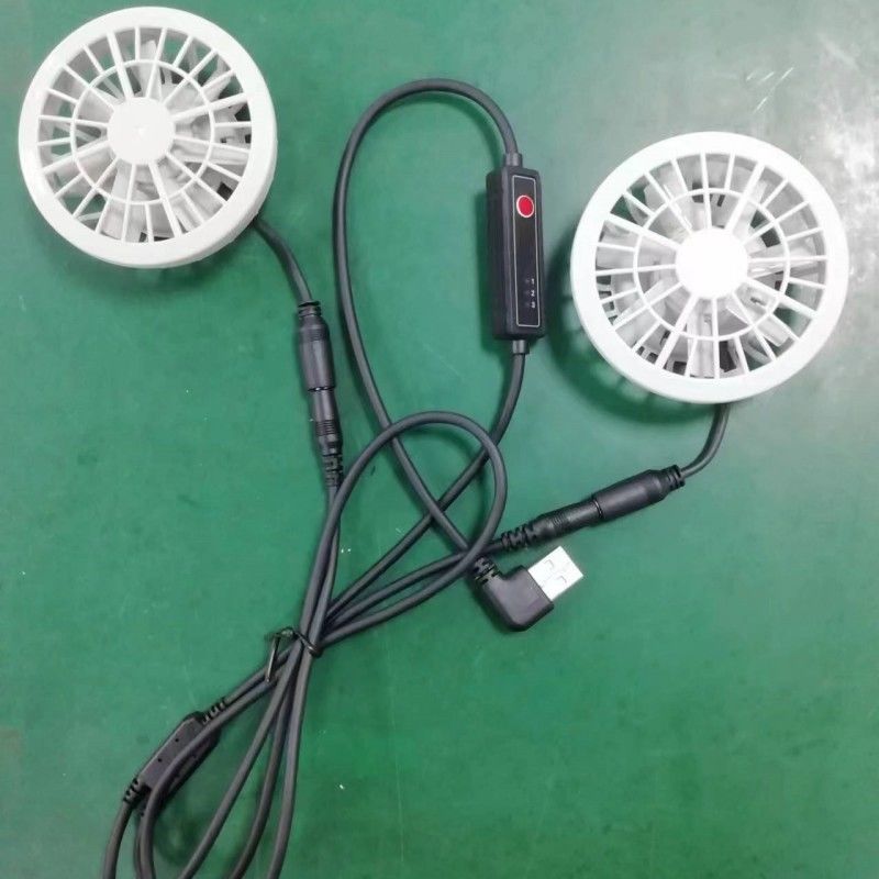 Leichte Sommerkühlhosen Ventilator Slim 25mm Zwei Ventilatoren mit USB-Switch-Kabel verbunden