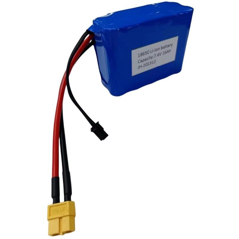 Benutzerdefiniertes Batteriepaket 7.4V 16Ah 2S5P 18650 Zelle 3200mAh BMS 25A mit MX3.0 Ladeanschluss