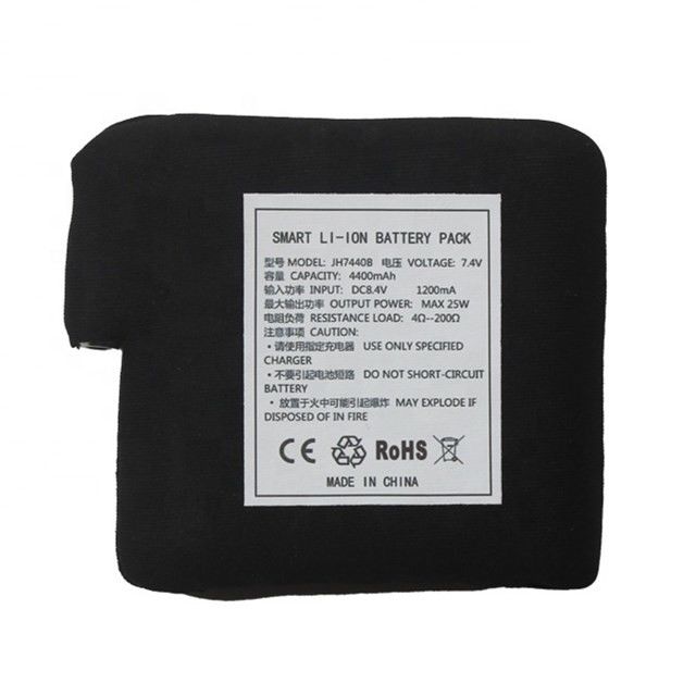 Schwarz gewickelte Batterie 7.4V 4400mAh 5200mAh 6400mAh 7000mAh Batterien für Heizwesten