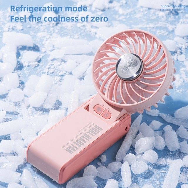 Personalisierter Mini-Doppelventilator mit Doppelmotor 180 Grad Klappventilator mit superleitendem Eis-Porzellan-Kühlschrank