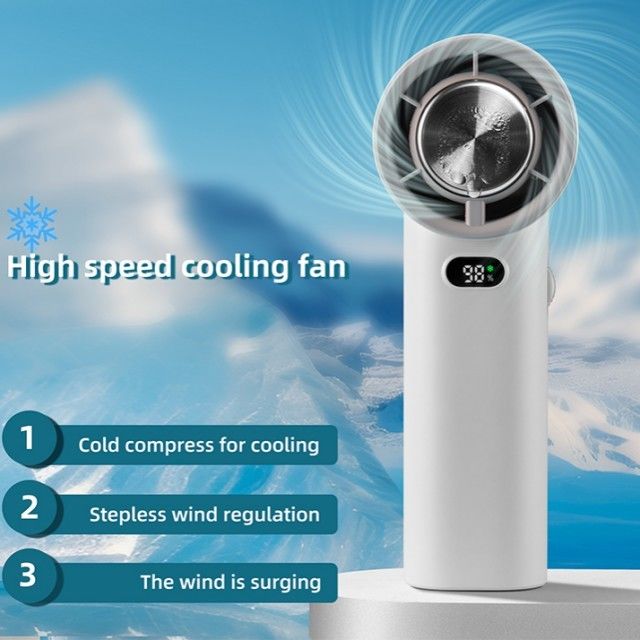 Schrittlose Geschwindigkeitsregelung Eiskühlventilator 13000 RPM Bladeless Portable Handheld Ventilator 3600mAh