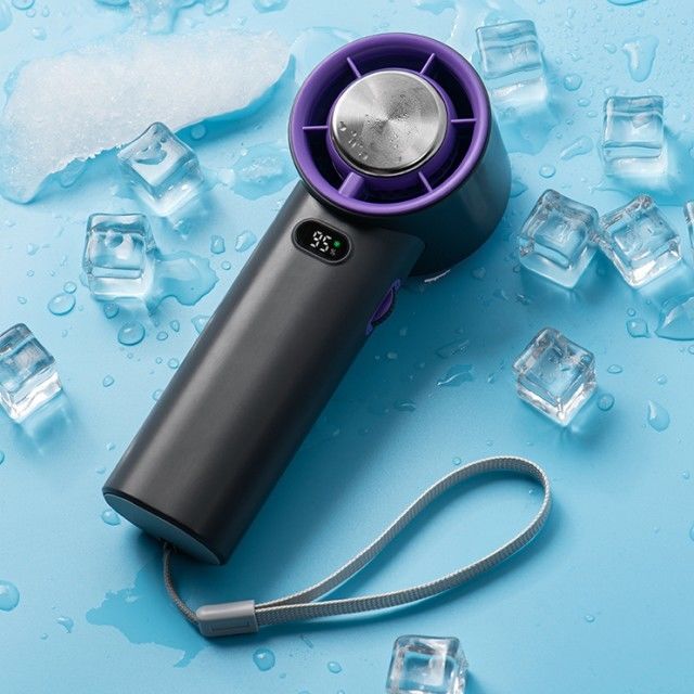 Schrittlose Geschwindigkeitsregelung Eiskühlventilator 13000 RPM Bladeless Portable Handheld Ventilator 3600mAh