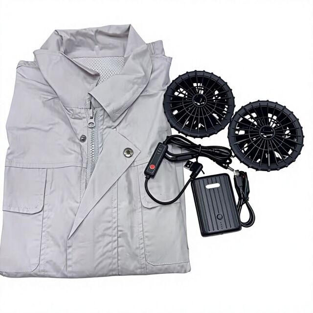 Sommerarbeitskleidung Lüfterjacke 100 % Baumwolle Langärmeljacke Lüfter mit Stromversorgung 10000mAh Für Schweizer
